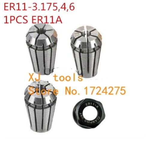Free shipping, 3pcs ER11 collets 3.175mm ,4mm,6mm+1pcs ER11A Nut for CNC milling lathe tool, collets clamping and nuts