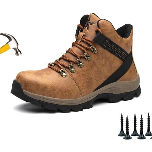 TopFight Military Army Boots Men Black Leather Desert Combat Work Shoes Men Puncture-Proof Work Boots Plush Warm Safety Shoes