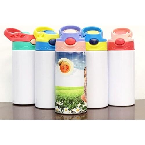 Personalized White Blank 350ml Sippy Cup With Straw Stainless Steel Double Vacuum Bottle Sublimation Coating For Heat Transfer