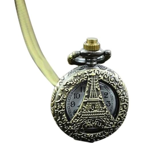 Watch Unisex watch Retro Vintage Steampunk Clock Quartz Necklace Carving Pendant Chain Clock Watch New Fob Vintage Bronze Stea