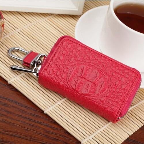 High Quality Crocodile Grain Genuine Leather Car Key Wallet Cover Bag Key Case