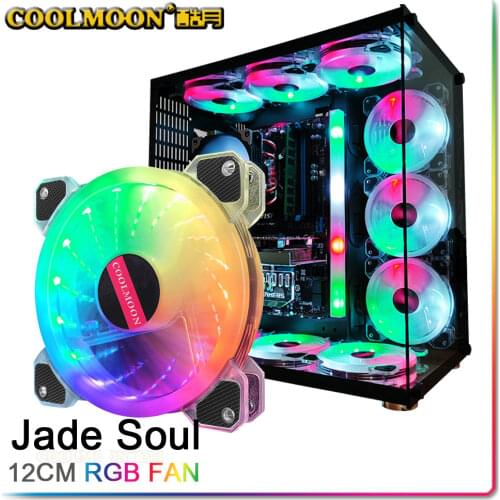 COOLMOON Transperant One PC RGB Fan 12CM PC Cooler ARGB 120MM Colorful Chassis Silent Fan