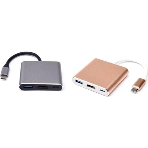 3 In 1 Docking Station USB3.1 Type C To HDMI Multi-Port Adapter PD Fast Charging Cable Converter For Computers