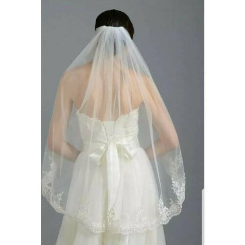 1 Tier White Ivory Fingertip Length Bridal Wedding Veil With Comb 2022