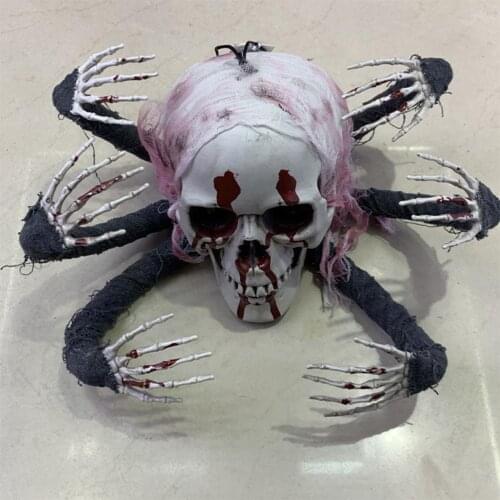 Skull Head Bone Hexapod Spider Statue Led Light Eye Halloween Decoration Horror Tricky Prop Party Ornaments Gifts Home Decor