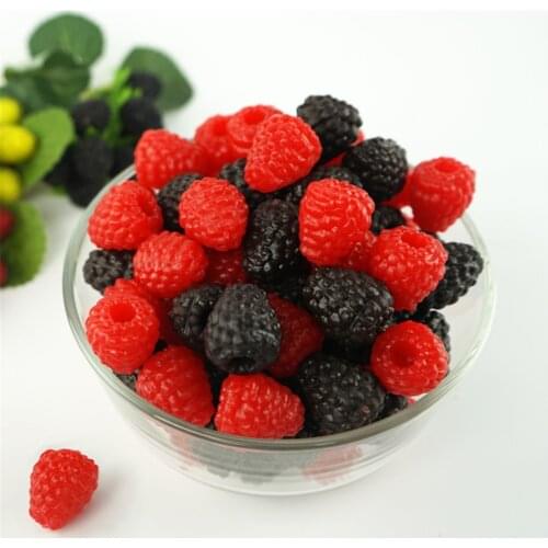 Faux fake fruit wood strawberry mulberry Fruit model cafa store shop home house room decor Artificial Simulation Fruit props