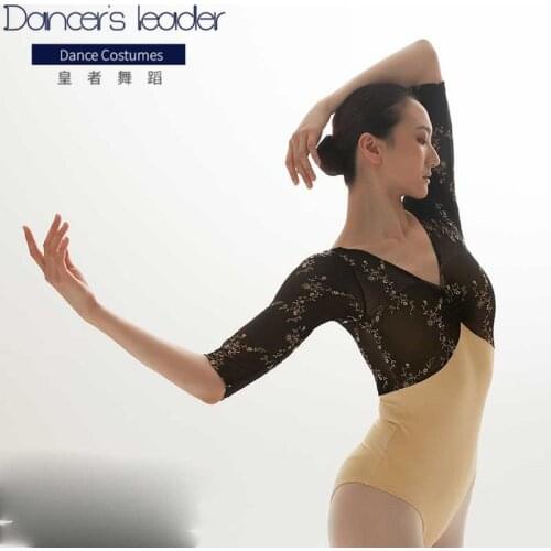 Ballet Dance Leotards for Women Luxury Gold Embroidered Gymnastics Exercise Clothes Aerial Yoga Jumpsuit