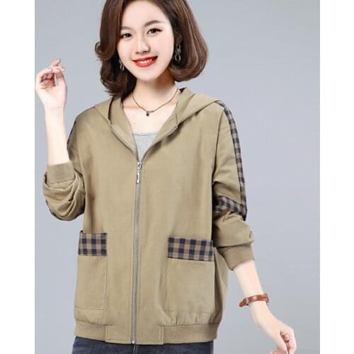 2021 Autumn New Womens Jacket Coat Hooded Long Sleeve Female Windbreaker Zipper Casual Basic Jackets Outerwear Plus Size 5XL