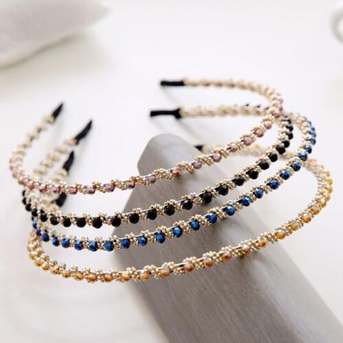 Fashion Shiny Crystal Headband Elegant Beaded Hair Bands Headwear Luxury Rhinesotne Hair Hoop Hairbands Girls Hair Accessories