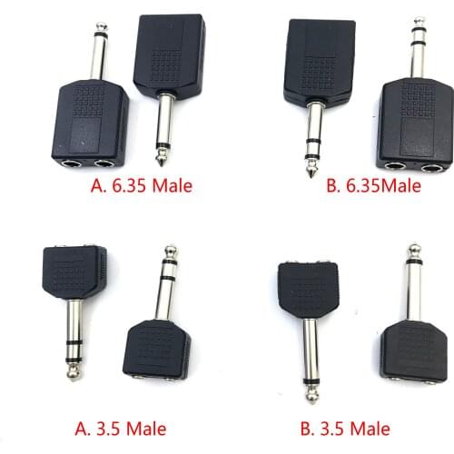 1/4" Mono / Stereo Audio Jack Plug Adapter Male to Female 3.5mm / 6.35mm Dual Jack Headphone Microphone Y Splitter Converter