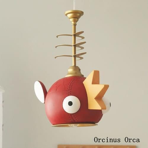 Cartoon red carp chandelier Boy Girl Bedroom childrens room lamp northern Europe Creative Color LED bird Chandelier