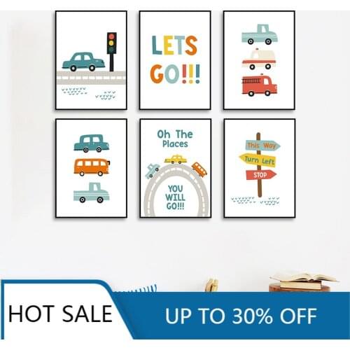 Cartoon Kids City Car Driver Club Nordic Posters And Prints Wall Art Canvas Painting Nursery Pictures For Kids Room Decoration