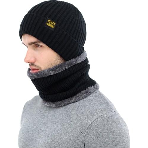 Mens Winter Hats Women Skullies Beanies For Men Winter Knitted Hat Cap Scarf Black Mask Gorras Bonnet Warm Thick Beanie Hat
