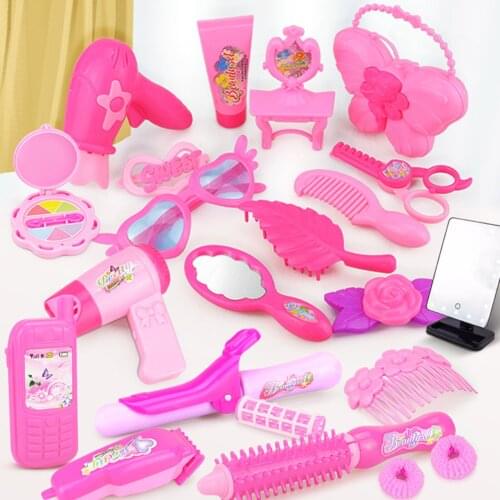 Girls Set Princess Hairdressing Simulation Toy Kids 34pcs Makeup Pretend Children Gifts Beauty Gift Table ABS Play House Toys