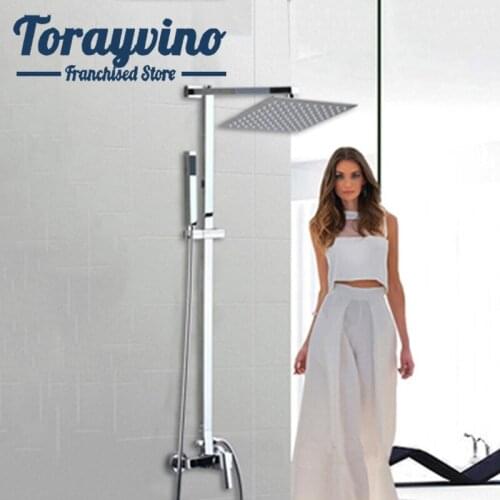 Rainshower set Bathroom Spray 8" 12" 16"Square grifo monomando ducha Shower Head Rainfall Chrome Brass Sink Faucets Mixer Taps