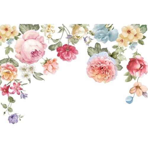 Pink White Peony Rose Flowers Rattan Wall Stickers for Kids Room Living Room Bedroom Home Decoration Home Decor Wall Decal