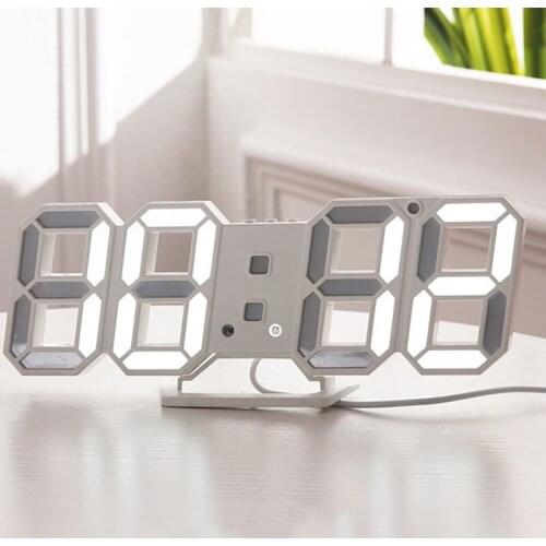 3D Numbers Desktop Table Clock LED Digital Wall Clock USB Power Backlight Bedside Alarm with Date Temperature Snooze Function