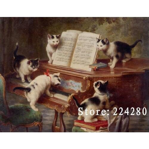 New Needlework,Cross stitch Piano Cats are Cute Animals Handmade 14CT Canvas DIY,Cross-stitch kits,Embroidery Art Home Decor