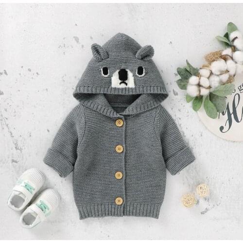 Autumn Baby Boys Girls Sweater Cardigan Casual Button Up Full Sleeve Toddler & Infant Knitwear Tops Hood Winter Chidlren Clothes
