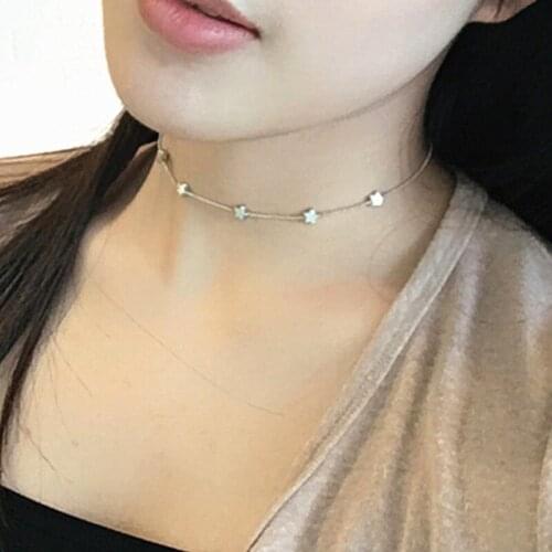 Popular Gold/Silver Color Chain Choker Necklace Alloy Star Short Clavicle Necklaces for Women Fashion Jewelry Collar Gifts