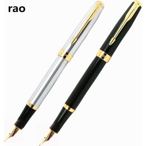 Baoer 388 Black Silver Business Office Medium Nib Fountain Pen Financial Student School Stationery Supplies ink pens