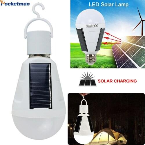 Rechargeable Led Bulb E27 LED Solar Lamp 7W 85V-265V Outdoor Emergency Solar Powered Bulb travel Fishing Camping Ligh