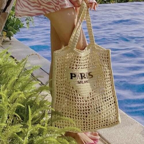HFF Net bag woven hollow straw woven bag fashion leisure bag Beach Tote Bag trend Handbag Shoulder Bag Girl bag Women Bag