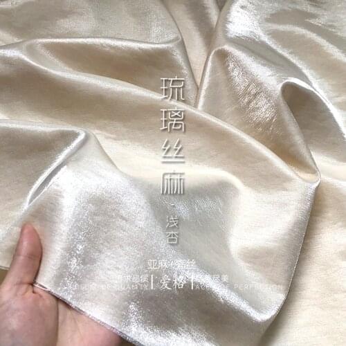 Width 59" Glass Silk Hemp Fantasy Light Apricot Luster Drape Linen fashion Fabric Dress Cloth Material