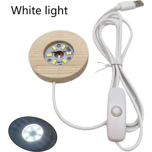LED Night Light Wooden Round Base Holder Display Stand for Crystals Glass Ball Illumination Lighting Accessories Decor P82D
