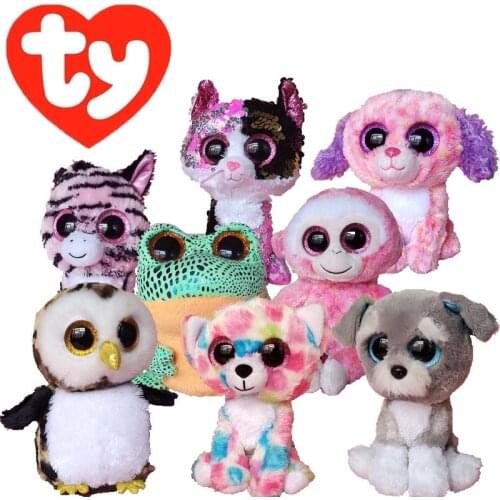 Ty Beanie Boos Big Eyes Unicorn Fox Zebra Owl Cat Dog Frog Monkey Plush Stuffed Animal Bedside Toys Doll Gift For Kids 15CM