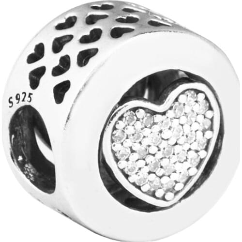 Beads for Jewelry Making DIY Sterling-Silver-Jewelry Signature Heart Bead Charms Silver 925 Berloque Perles Charm