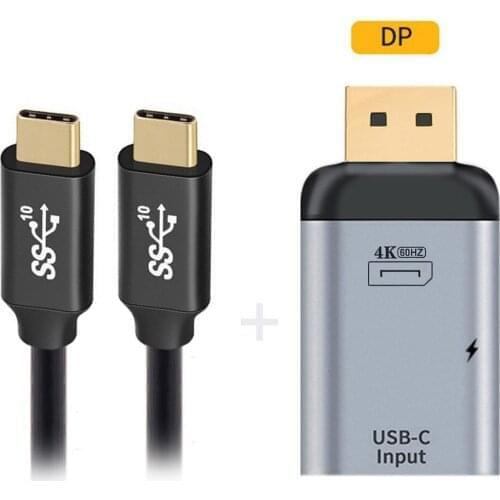 CY 100W 10Gbps Cable & USB-C Type C Female Source to Mini Displayport DP Sink HDTV & PD Power Adapter 4K 60hz 1080p for Phone