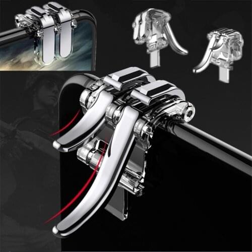 W6 2Pcs Six-Finger Phone Game Trigger Fire Button Shooters Controller for PUBG Suitable For 4.5-7inch Mobile Phones