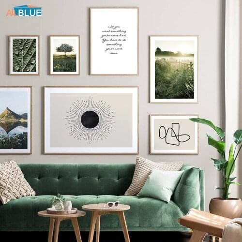 Green Grass Field Nature Botanical Landscape Print Painting Art Abstract Canvas Poster Home Decorative Picture Nordic Wall Decor