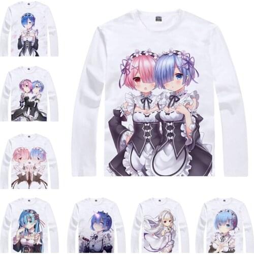 Coolprint Japanese Anime Shirt Re:Zero Starting Life In Another World T-Shirts Multi-style Long Sleeve Emilia Cosplay Kawaii