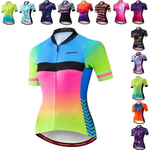 JPOJPO Womens Cycling Jersey Summer MTB Bike Jersey Shirt Mountain Road Bicycle Tops Team Cycling Wear Maillot Ciclismo Mujer
