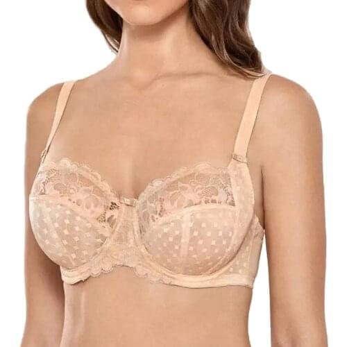 Plus Size Womens Bras Full Coverage Non-Padded Underwire Lingerie Support Lace Unlined Sexy Bralette Big Breast D E F G H Black