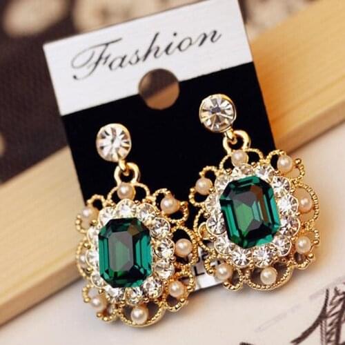 Womens fashion full rhinestone drop earrings vintage design dangle earrings water drop shape bright jewelry #ER125