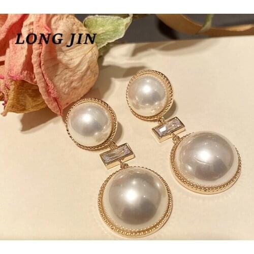 High Quality Luxury Pearl Earrings 2021 Trend Womens Exaggerated Simple Jewelry Fashion Tassel Lady Designer Accessories