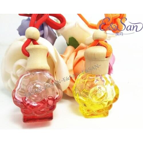 FMP08-10ML Cute Flower Car Hangning Car Glass Perfume Bottle Pendant Ornaments 100PCS/LOT