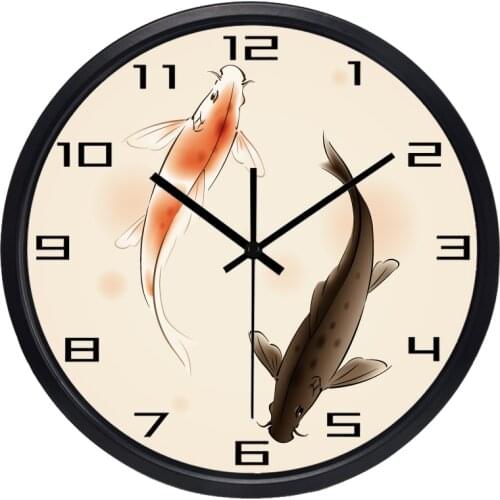 Goldfish Ornamental Fish Carp Family Living Room Wall Clock