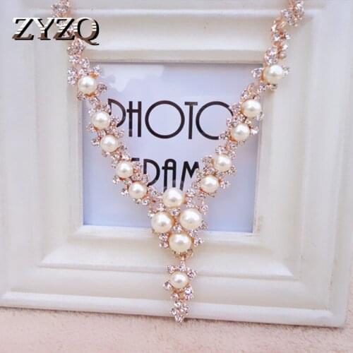 ZYZQ Luxury Women Necklaces With Simulated Pearl Classic Wedding Engagement Accessories Jewelry Necklaces Wholesale Lots&Bulk