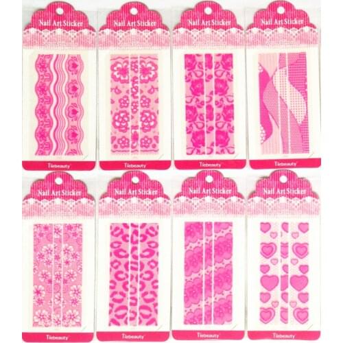 10sheets Rose Pink 3D Lace Nail Stickers Flower Design DIY Decals Art for Nail Tips Decoration Tool