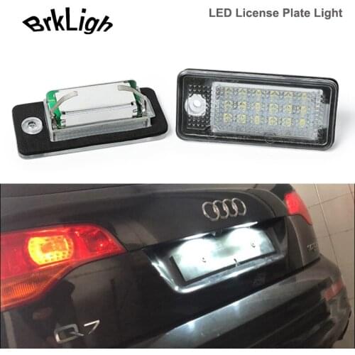 2Pcs LED License Number Plate Light Lamps White Canbus For Audi A3 A4 S4 RS4 A5 A6 C6 RS6 A8 S8 Q7 B6 B7 Cabriolet Car Styling