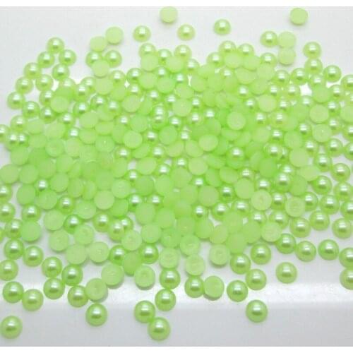 2000Pcs 5mm Green Half Roud Pearl Beads FlatBack Scrapbook Craft Cabochon Kawaii DIY Embellishments Accessories