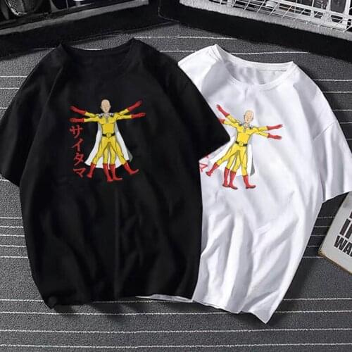 2021 Anime One Punch Man T-shirt Funny Hero Saitama Man Proportions Graphic Tops Unisex Fashion Streetwear Cotton Camisetas