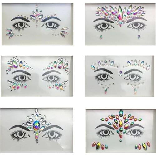 3D Crystal Glitter Jewels Tattoo Sticker Women Fashion Face Body Gems Gypsy Festival Adornment Party Makeup Beauty Stickers