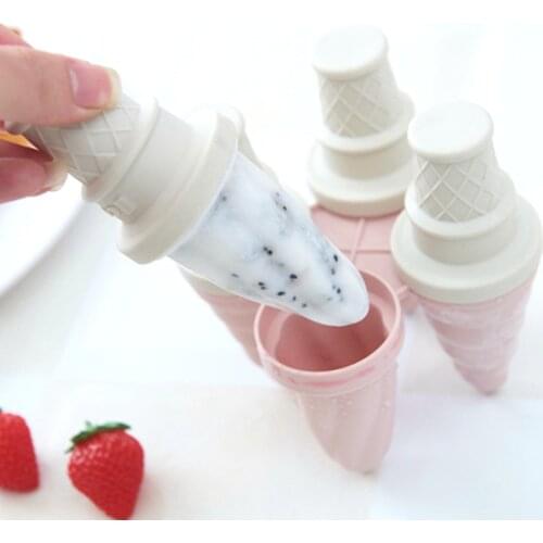 4pcs/set Ice Cream Mold DIY Homemade Dessert Freezer Ice Mold Food Grade PP Materials Ice Cream Popsicle Mould