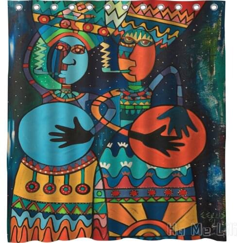 Abstract Art Color Geometric Design Waterproof Shower Curtain Bathroom Accessories