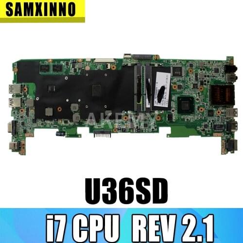 Akemy U36SD Motherboard For ASUS U36S U36SG U44SG laptop motherboard REV 2.1 Mainboard DDR3 Tested OK W/ i7 CPU